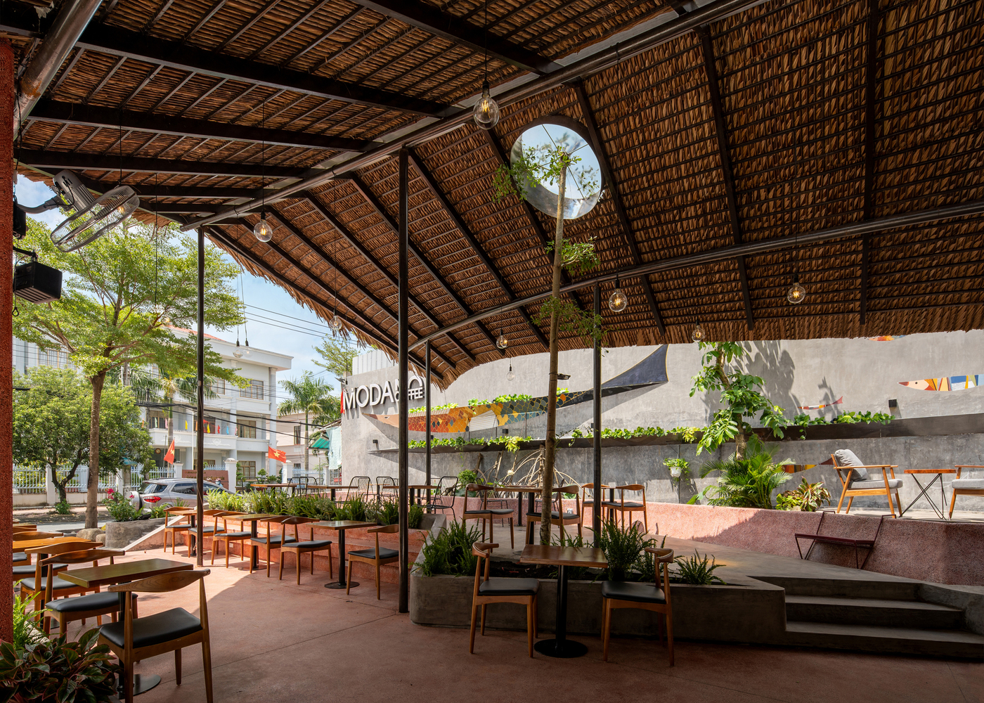 A Thatched Roof Café In Mekong River Delta