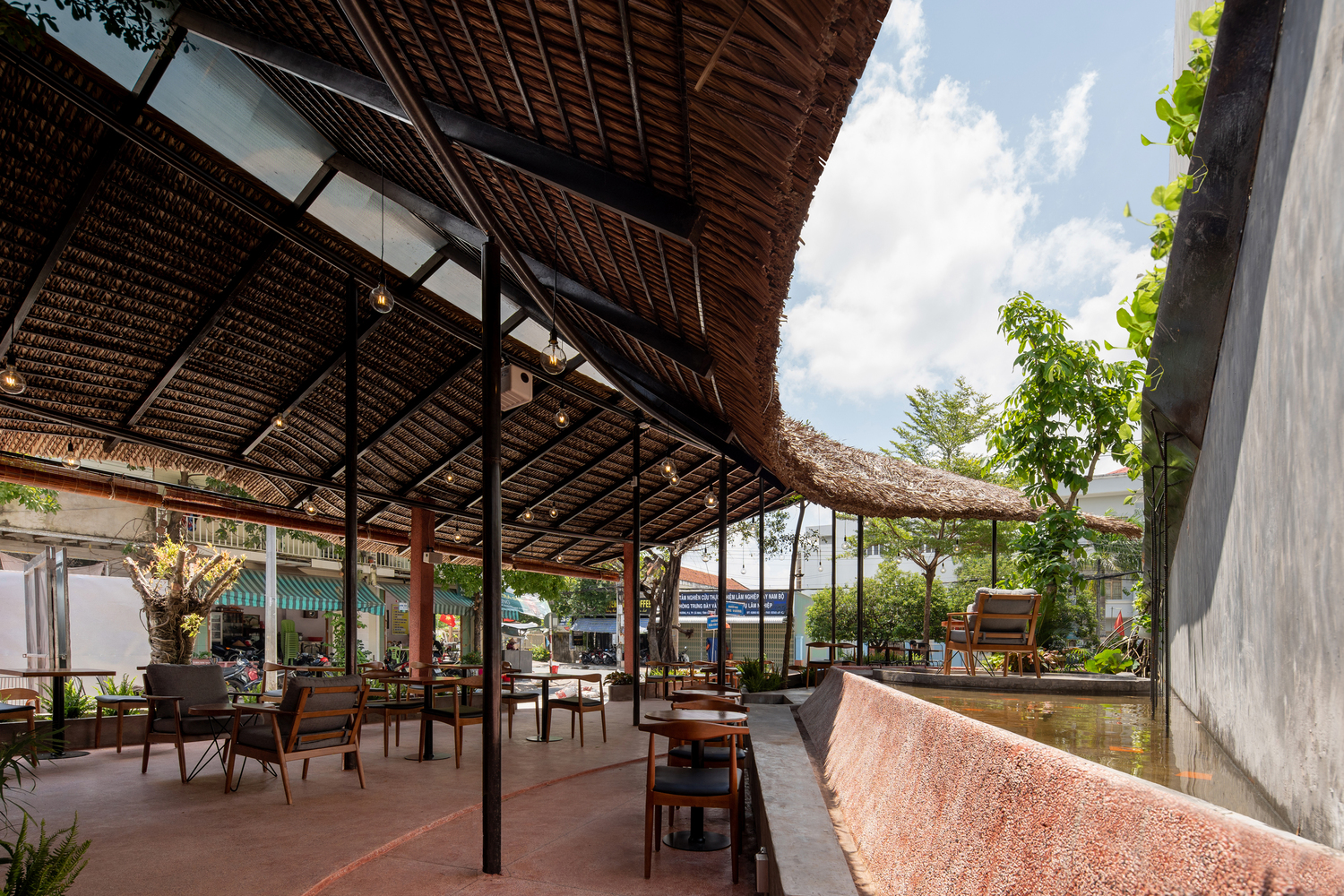 A Thatched Roof Café In Mekong River Delta