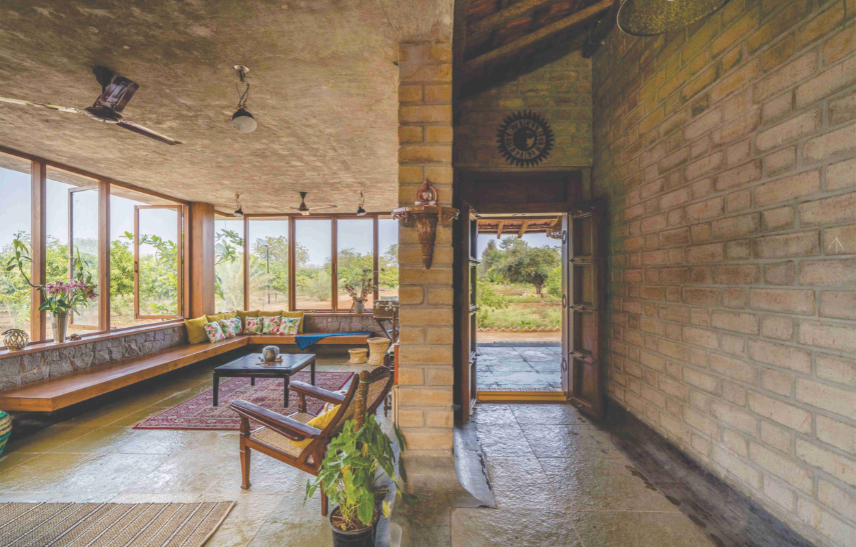 Earthy Farmhouse Design Weaved Around a Traditional Courtyard – Sustainable Living in Hyderabad