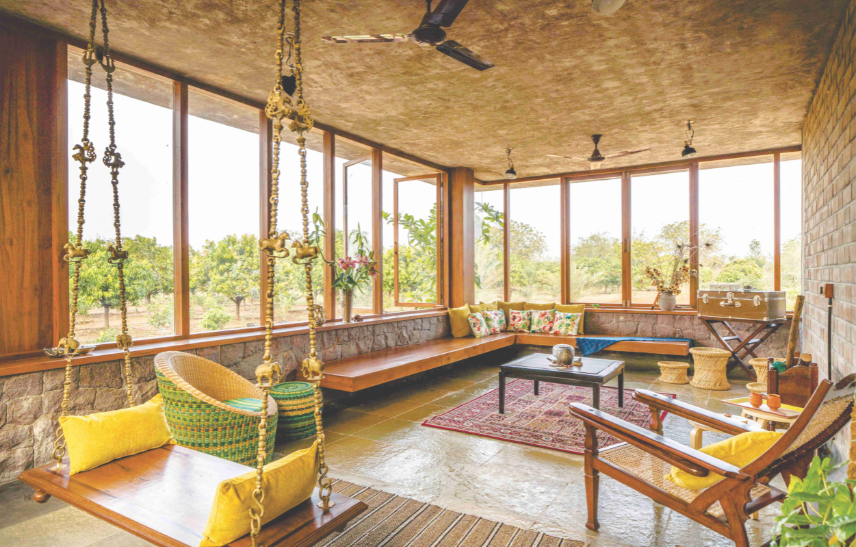 Earthy Farmhouse Design Weaved Around a Traditional Courtyard – Sustainable Living in Hyderabad