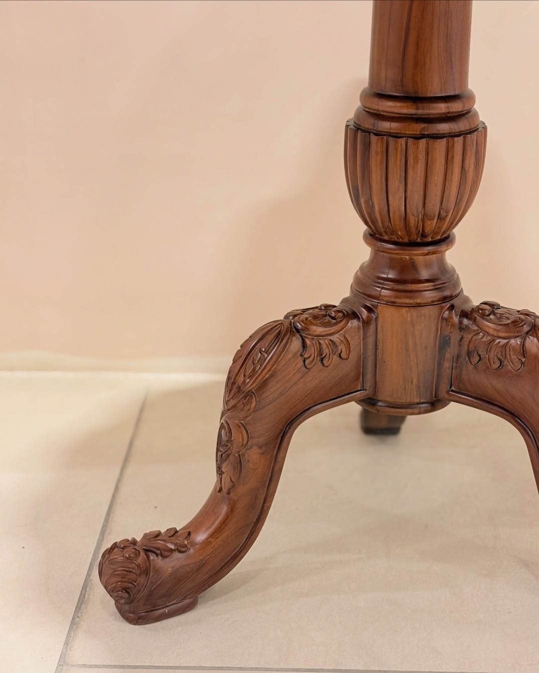 Solid Teak Wood Coffee Table with Burl Veneer