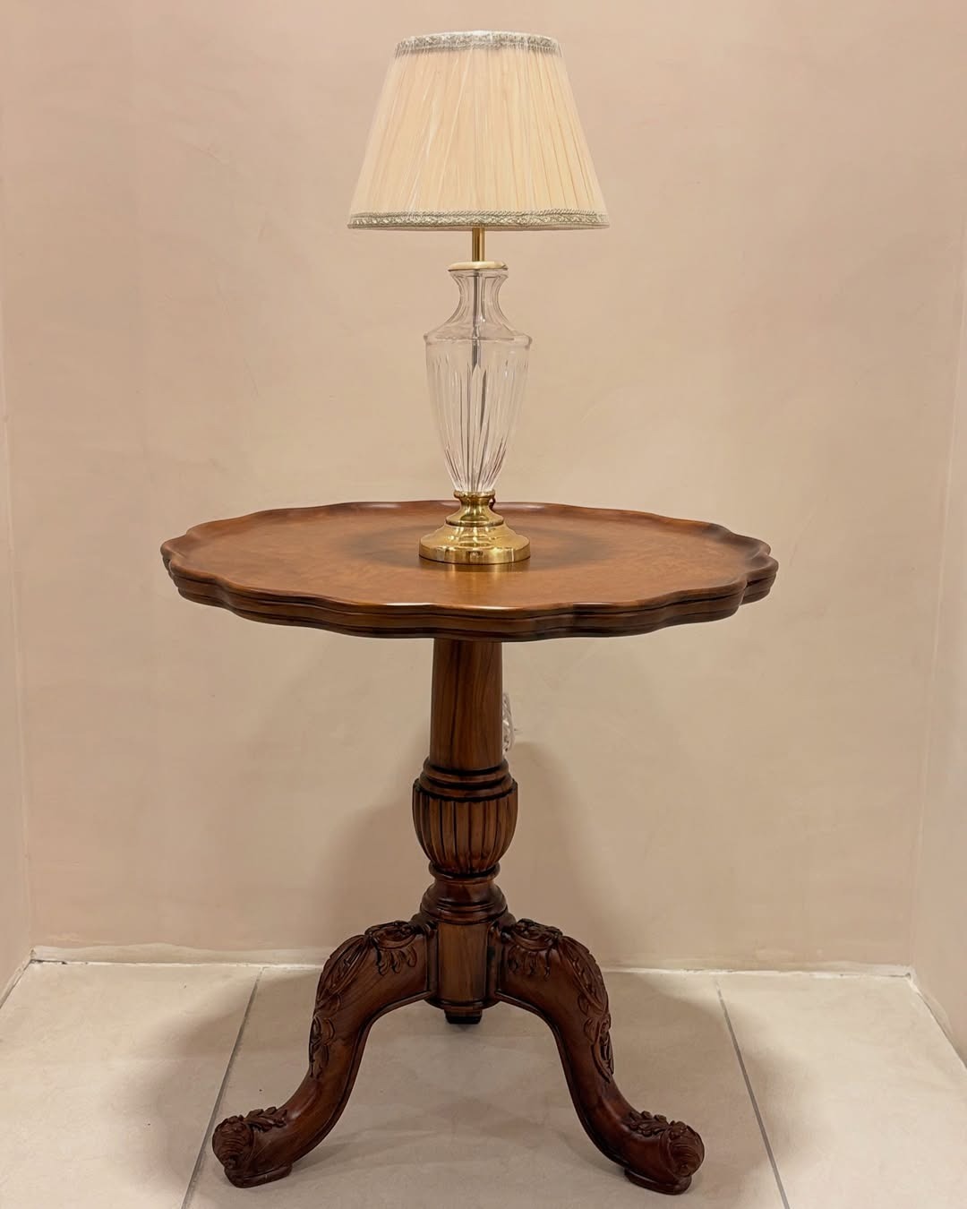 Solid Teak Wood Coffee Table with Burl Veneer