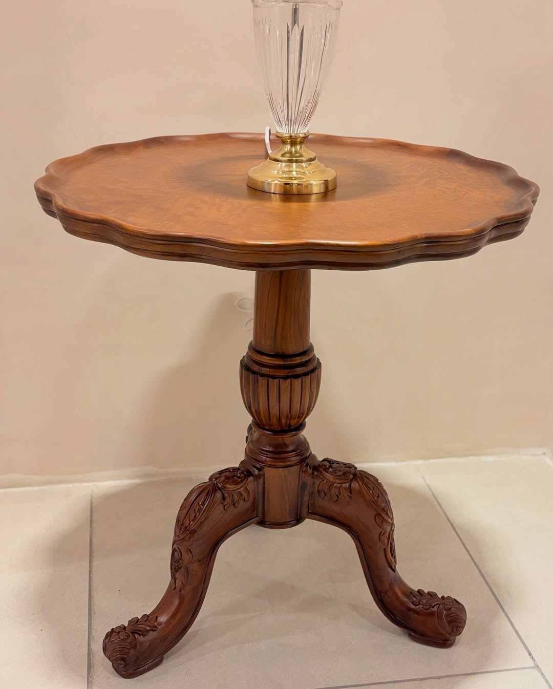 Solid Teak Wood Coffee Table with Burl Veneer