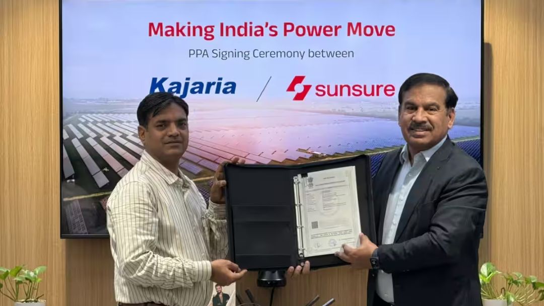 Sunsure Energy, Kajaria Ceramics Sign 20 MW Wind-Solar Hybrid PPA in Rajasthan.
