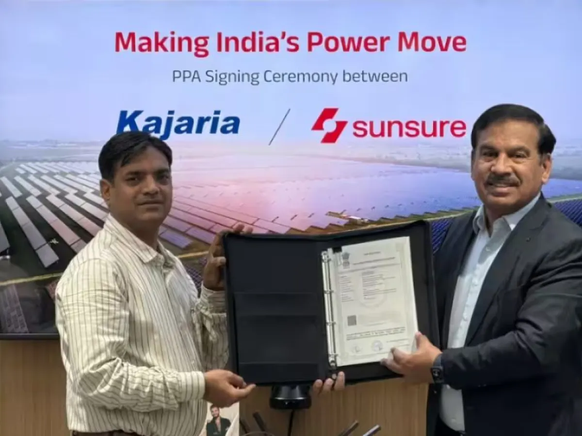 Sunsure Energy, Kajaria Ceramics Sign 20 MW Wind-Solar Hybrid PPA in Rajasthan.