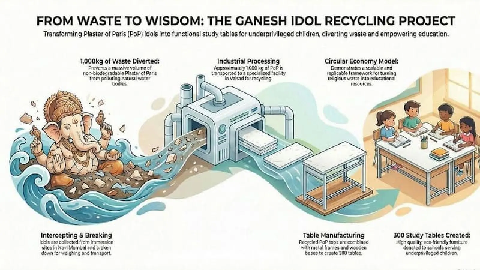 From Ganpati Visarjan Waste to Study Tables: Recycled POP Helping Children Learn