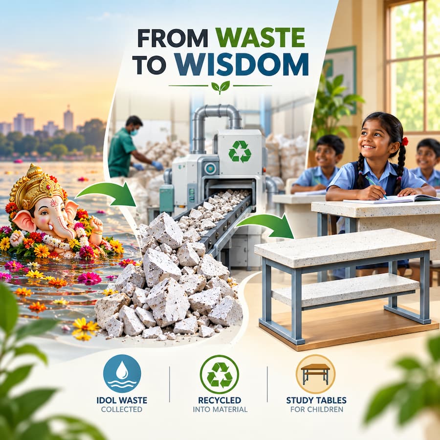 From Ganpati Visarjan Waste to Study Tables: Recycled POP Helping Children Learn