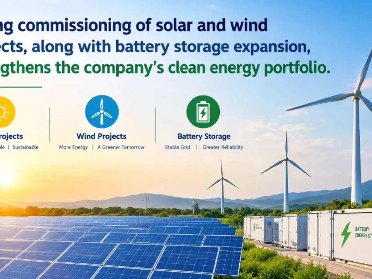 Strong commissioning of solar and wind projects, along with battery storage expansion, strengthens the company’s clean energy portfolio.